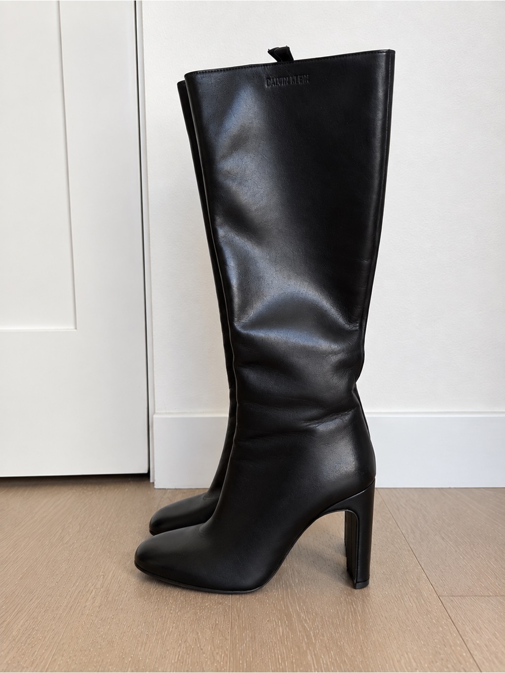 Patrizia Pepe Tall Black Leather Heeled Knee Boots